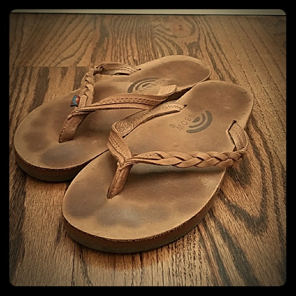 Rainbow Braided Flip Flops